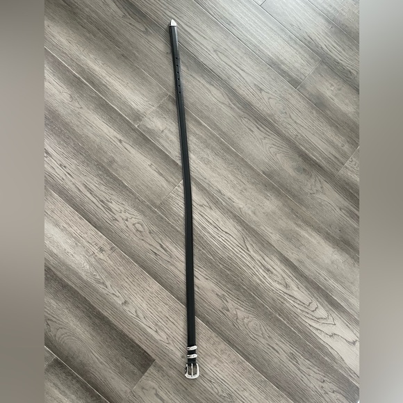 Aritzia Black Leather Belt with Polished Silver Buckle - Picture 2 of 6